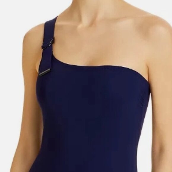 NWT! Karla Colletto Navy Blue Maren One Shoulder One Piece Swimsuit NEW! - Picture 3 of 3
